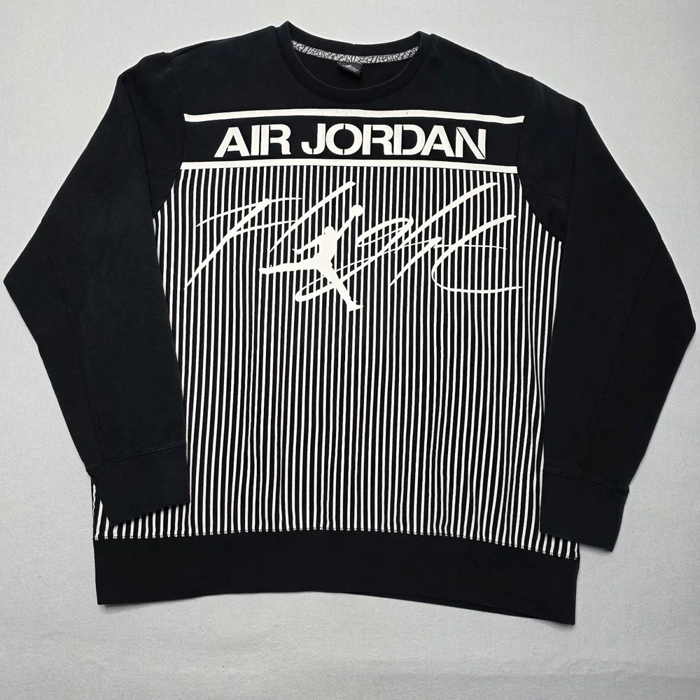Jordan Sweatshirt Mens XXL Black White Colossal Flight Long Sleeve Crew Neck